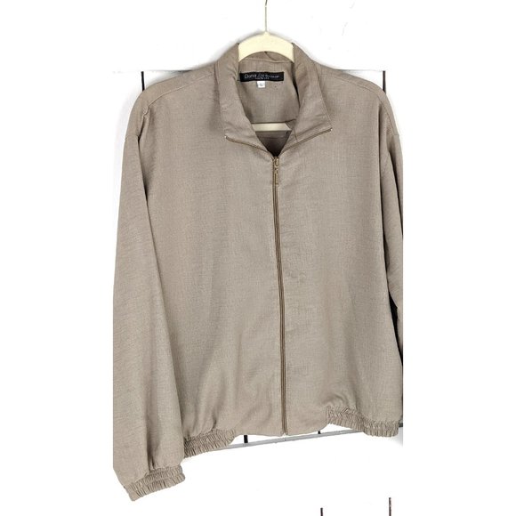 Vintage Dana Lee Sportswear beige lightweight zipper wind breaker bomber jacket - Picture 4 of 5
